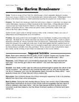 The Harlem Renaissance Activities