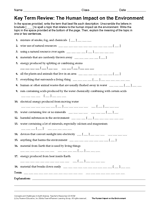 The Human Impact on the EnvironmentKey Term Review