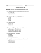 Mount Everest Quiz
